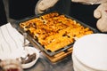 Freshly baked tortillas on baking tray Royalty Free Stock Photo