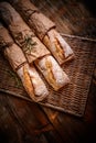 Freshly baked traditional baguettes