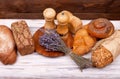 Freshly baked traditional bread. Close-up on traditional bread.