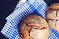 Freshly baked traditional bread on wooden table - Image Royalty Free Stock Photo