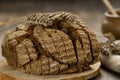 Freshly baked traditional bread on wooden table Royalty Free Stock Photo