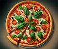 Freshly baked traditional margherita pizza. Generative AI Royalty Free Stock Photo