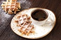 Freshly baked waffles and coffee cup Royalty Free Stock Photo