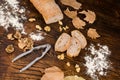 Freshly baked walnut bread, still life