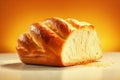 Freshly baked white butter bread a light yellow background