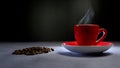 Freshly brewed espresso in a red cup Royalty Free Stock Photo