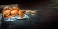 Freshly buns with sesame seeds for hamburger Royalty Free Stock Photo