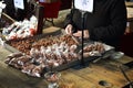 Freshly Burned almonds close up during a Christmas Market