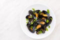Freshly Catch Mussels Served on Plate,Seafood Restaurant Dish