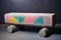 a freshly-chalked gymnastics pommel horse