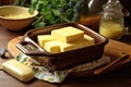 freshly churned butter in a ceramic dish Royalty Free Stock Photo