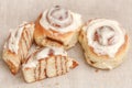 Freshly cinnabon French bun with cinnamon and cream, selective focus Royalty Free Stock Photo