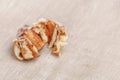 Freshly cinnabon French bun with cinnamon and cream, selective focus Royalty Free Stock Photo