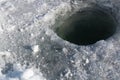 Freshly Cleaned Ice Fishing Hole Ready to Set Royalty Free Stock Photo