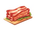 Freshly cooked bacon on plate