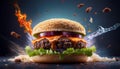 A freshly cooked burger - Generated by Ai. Royalty Free Stock Photo