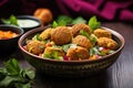 freshly cooked falafel in a colorful bowl