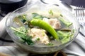 Freshly cooked Filipino dish called pork sinigang or pork cooked in tamarind soup