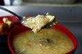 Freshly cooked Goto or rice porridge with beef innards