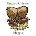 Freshly cooked haggis close-up, Scottish tradition food