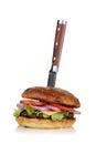 Freshly cooked hamburger with vegetables and cutlet Royalty Free Stock Photo