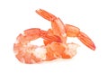 Freshly cooked king prawns isolated on white background. Cooked shrimps