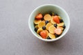 Freshly cooked pancake cereal in a bowl served with fresh berries