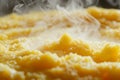 freshly cooked polenta, with steam rising,close up Royalty Free Stock Photo