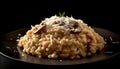 Freshly cooked risotto with saffron and parmesan generated by AI Royalty Free Stock Photo