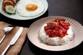 Freshly cooked Tocino or cured pork meat served with fried rice and egg with vegetables Royalty Free Stock Photo