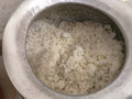 Freshly Cooked White Rice in a Large Metal Pot Royalty Free Stock Photo