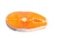 Freshly cut cross-section of salmon blocks on white background Royalty Free Stock Photo