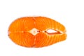 Freshly cut cross-section of salmon blocks on white background Royalty Free Stock Photo