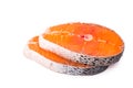 Freshly cut cross-section of salmon blocks on white background Royalty Free Stock Photo