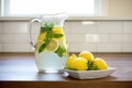 freshly cut lemons and mint in a pitcher of water for clients Royalty Free Stock Photo