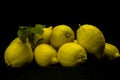 Freshly cut splendid lemons on black background Royalty Free Stock Photo
