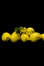 Freshly cut splendid lemons on black background Royalty Free Stock Photo