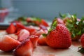 Strawberries on wooden board