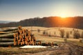 Woodstack on a field