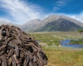 Freshly cut turf in West of Ireland Royalty Free Stock Photo