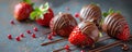 Freshly Dipped Chocolate Strawberries on a Clean Table. Concept Food Photography, Chocolate Covered Strawberries, Dessert