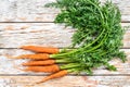 Freshly dug fresh carrots. White background. Top view Royalty Free Stock Photo