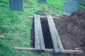 Freshly dug grave