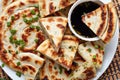 Freshly fried hot Chinese green onion Pancakes Royalty Free Stock Photo