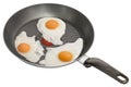 Freshly Fried Three Sunny Side Up Eggs in Non-Stick Frying Pan Isolated on White Background Royalty Free Stock Photo