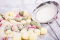 Freshly made Italian gnocchi with copy space Royalty Free Stock Photo