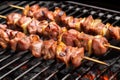 freshly grilled pork skewers cooling on a rack Royalty Free Stock Photo