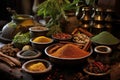 freshly ground spices and herbs for curry