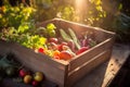 Freshly grown by nature. A crate full of fresh produce vegetables from farm. Ai generative