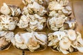 Freshly harvested mushrooms at market Royalty Free Stock Photo